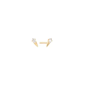 14kt Gold White Sapphire Spike Stud Earrings