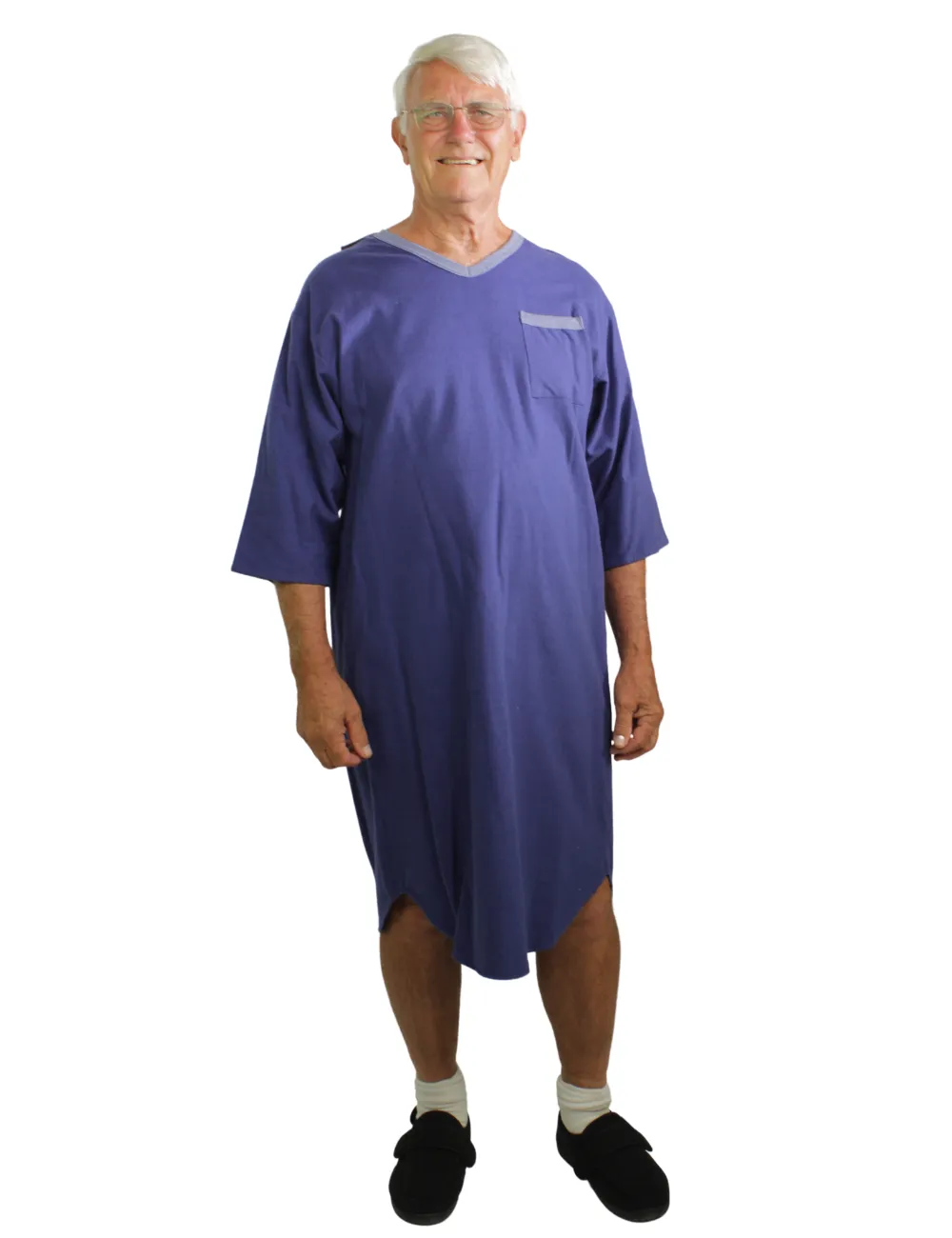 Adaptive Flannel V-Neck Nightshirt