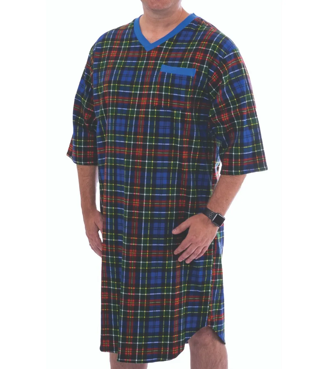 Adaptive Flannel V-Neck Nightshirt