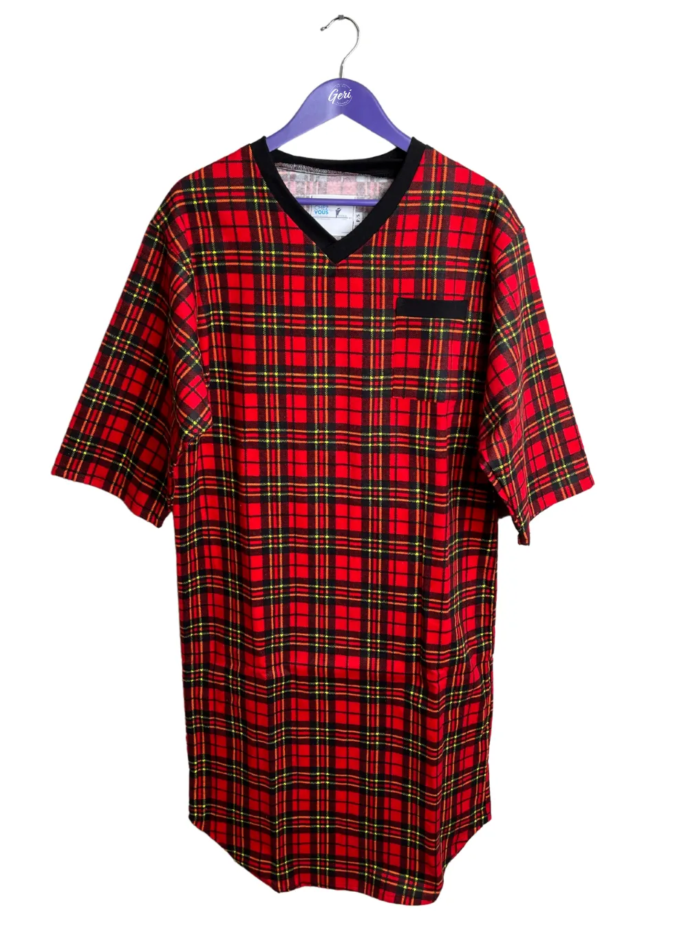 Adaptive Flannel V-Neck Nightshirt