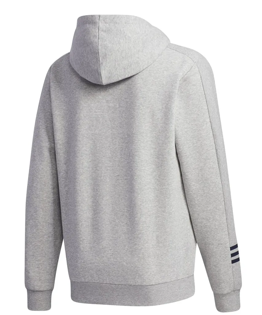 ADIDAS ADULT COZY FLEECE HOODIE - GREY/NAVY