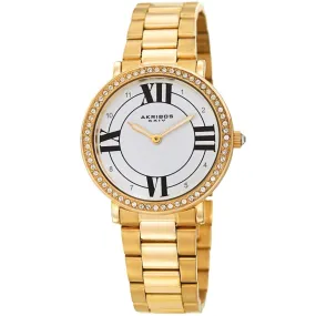 Akribos Xxiv Quartz Crystal White Dial Ladies Watch AK1036YG