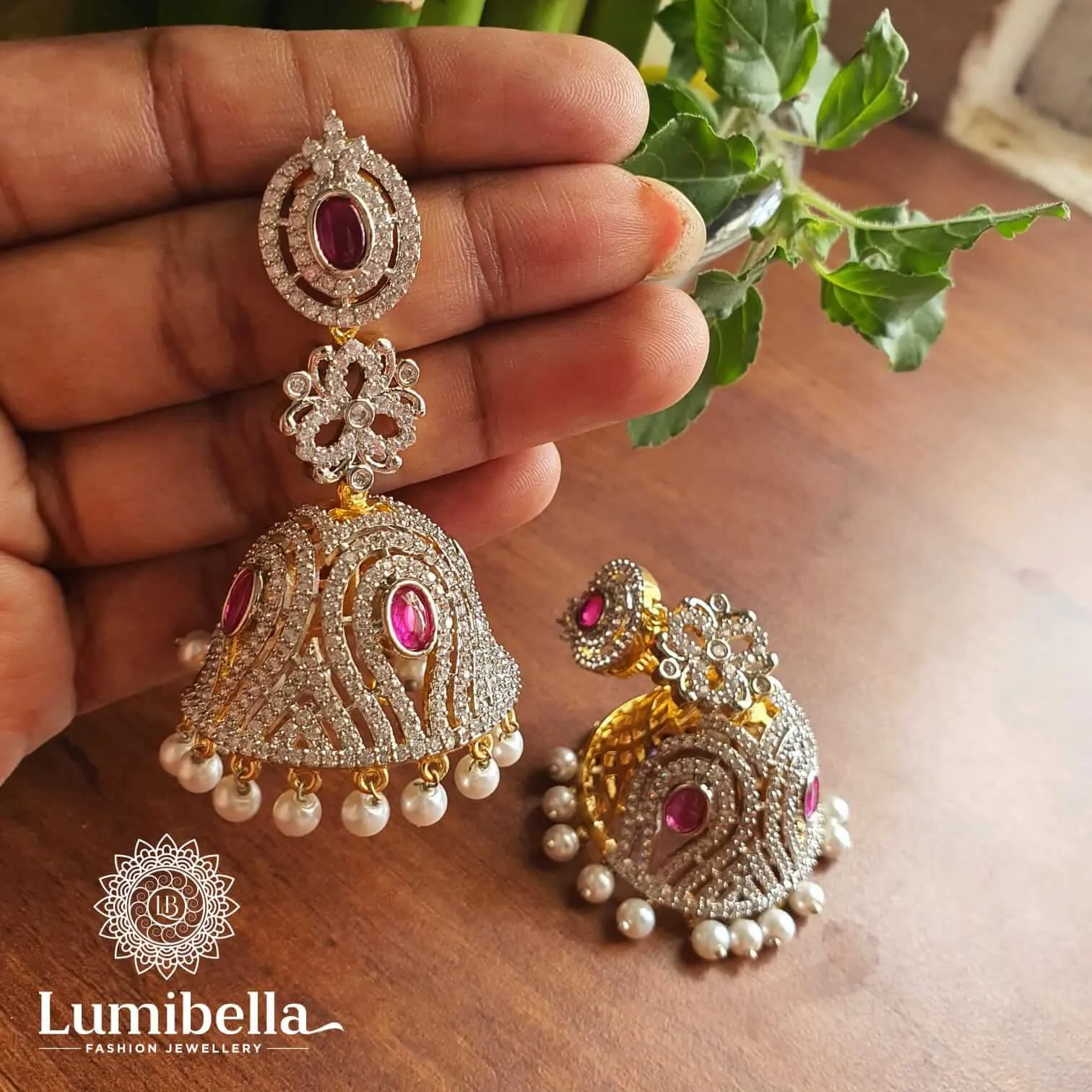 American Diamond Jhumkas