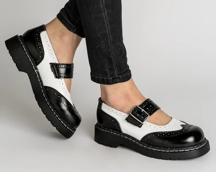 Black & White Brogue Mary Janes