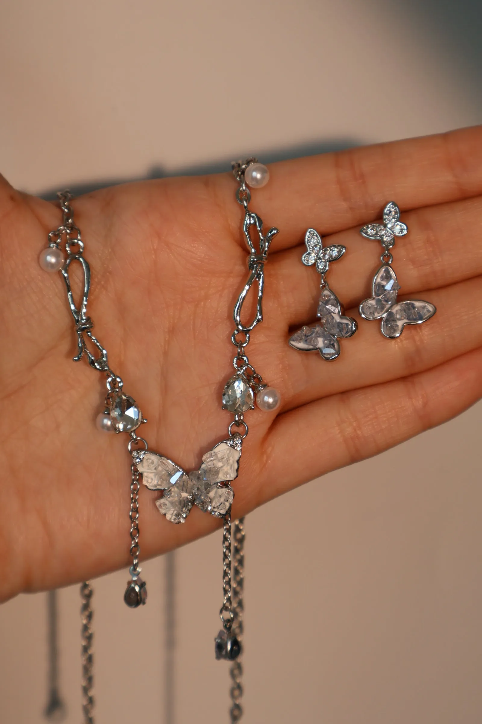 Blue Crystal Butterfly Necklace