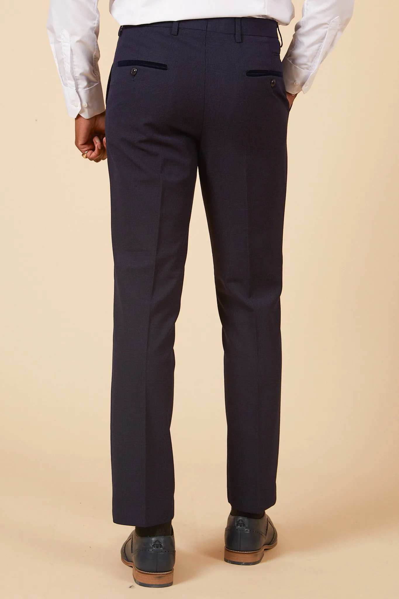 BROMLEY - Navy Check Trousers