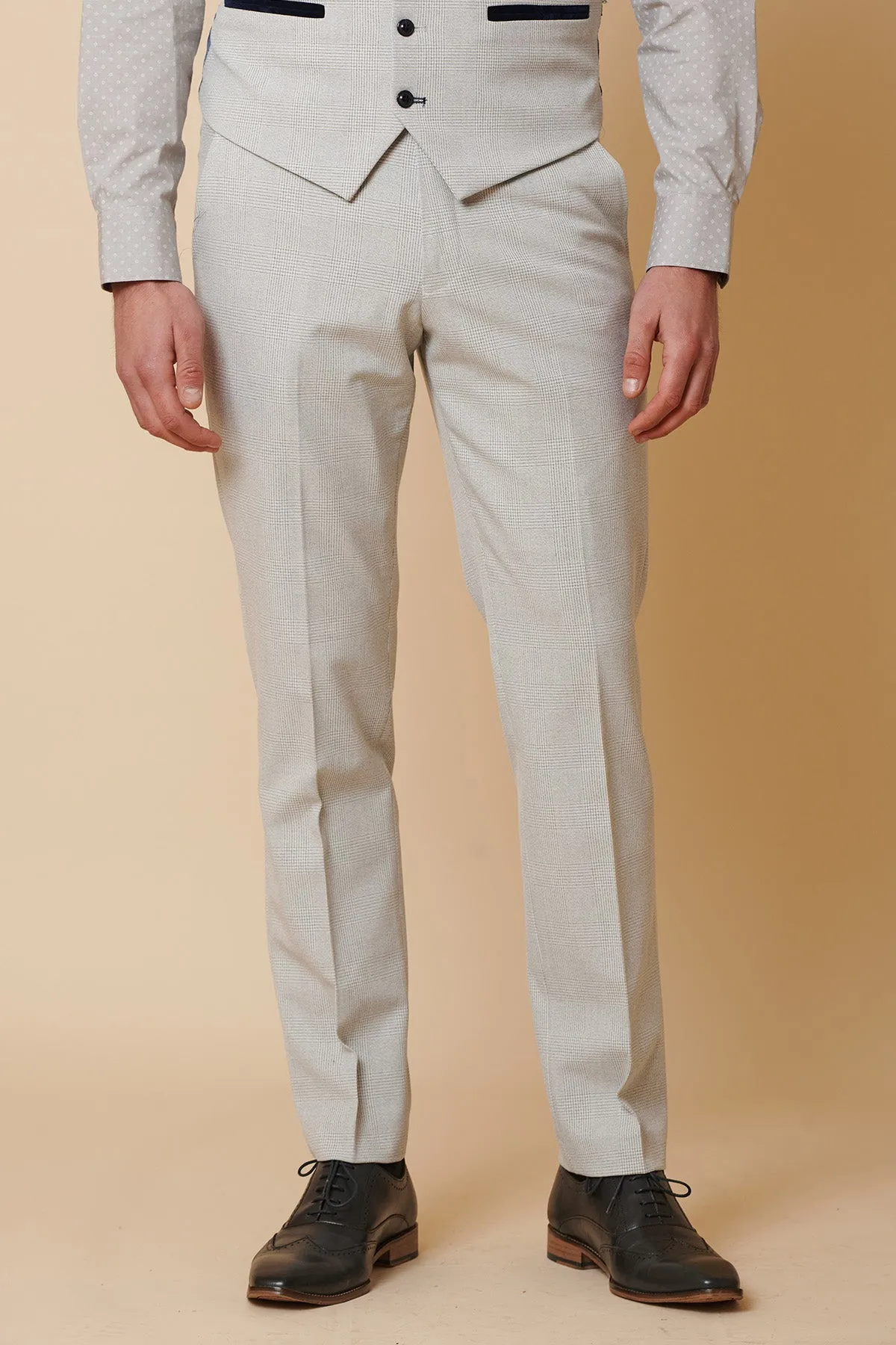 BROMLEY - Stone Check Trousers