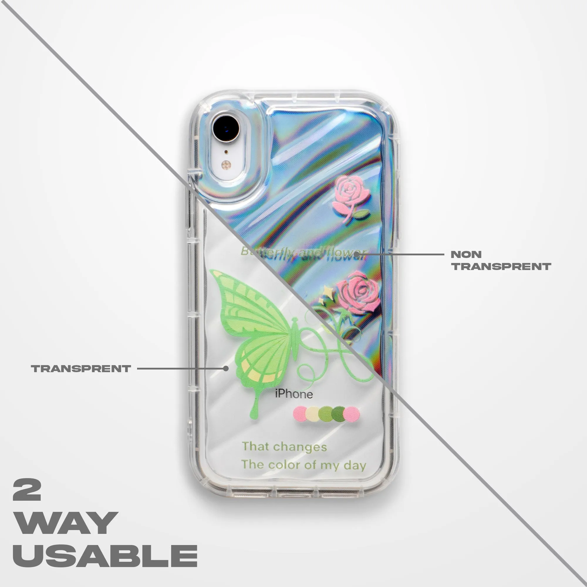 Butterfly Printed Transparent Back Cover for Apple iPhone 15