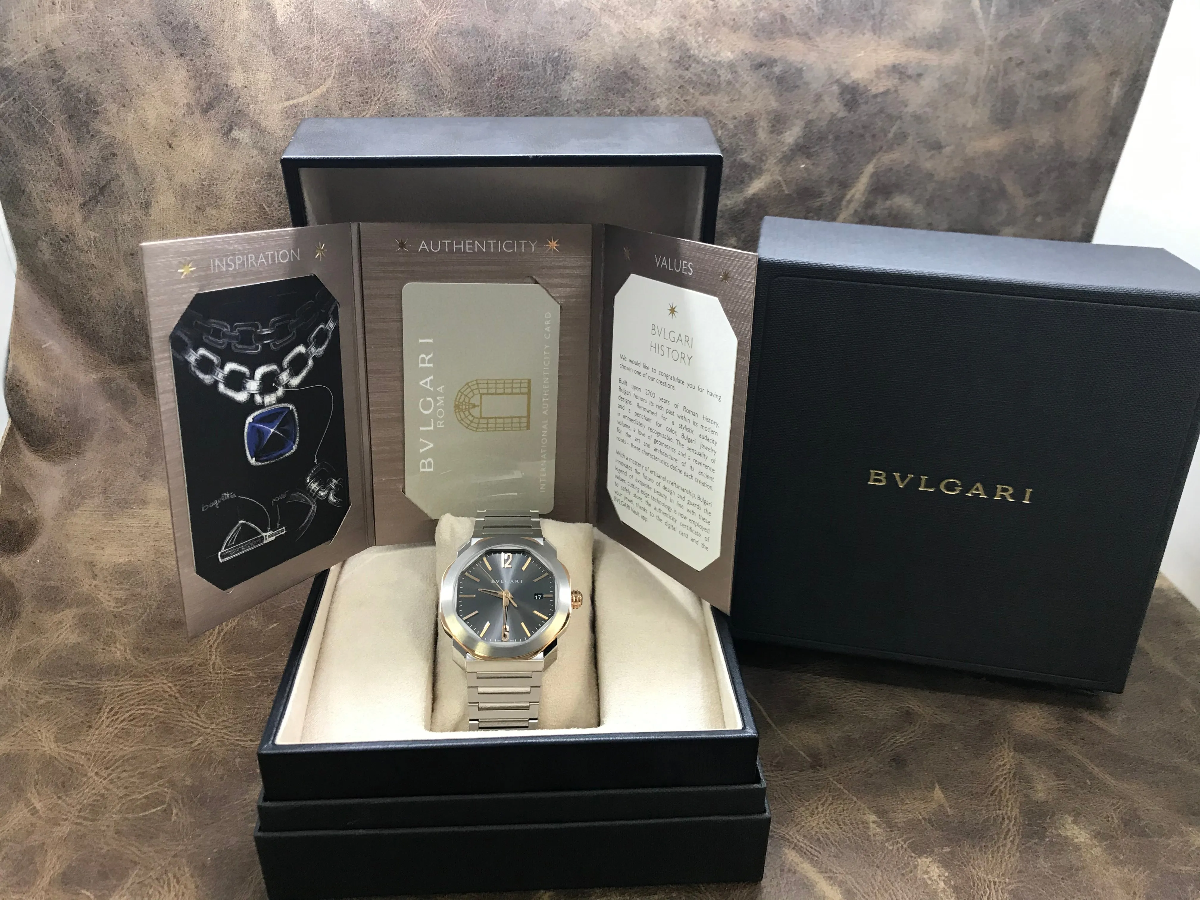 BVLGARI Octo Roma OC41C5SPGLD 103083 Grey Dial Automatic Men's Watch