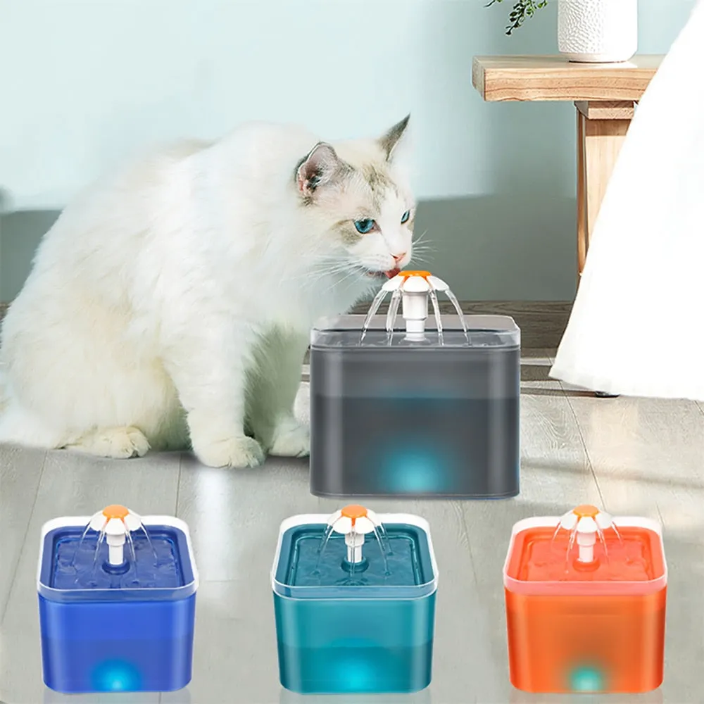 Cat Water Fountain Pet Dog Filter Drinker USB Automatic Water  Dispenser LED Mute Drinking Fountain Bowl Auto Waterer For Cats