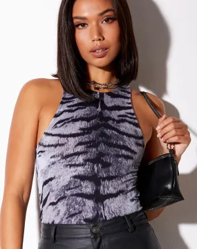 Clars Vest Top in Tiger Full Silver Placement