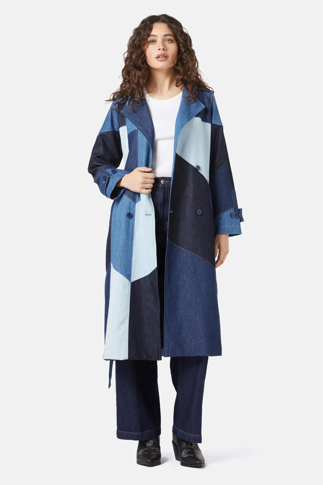 Dallas Spliced Denim Trench