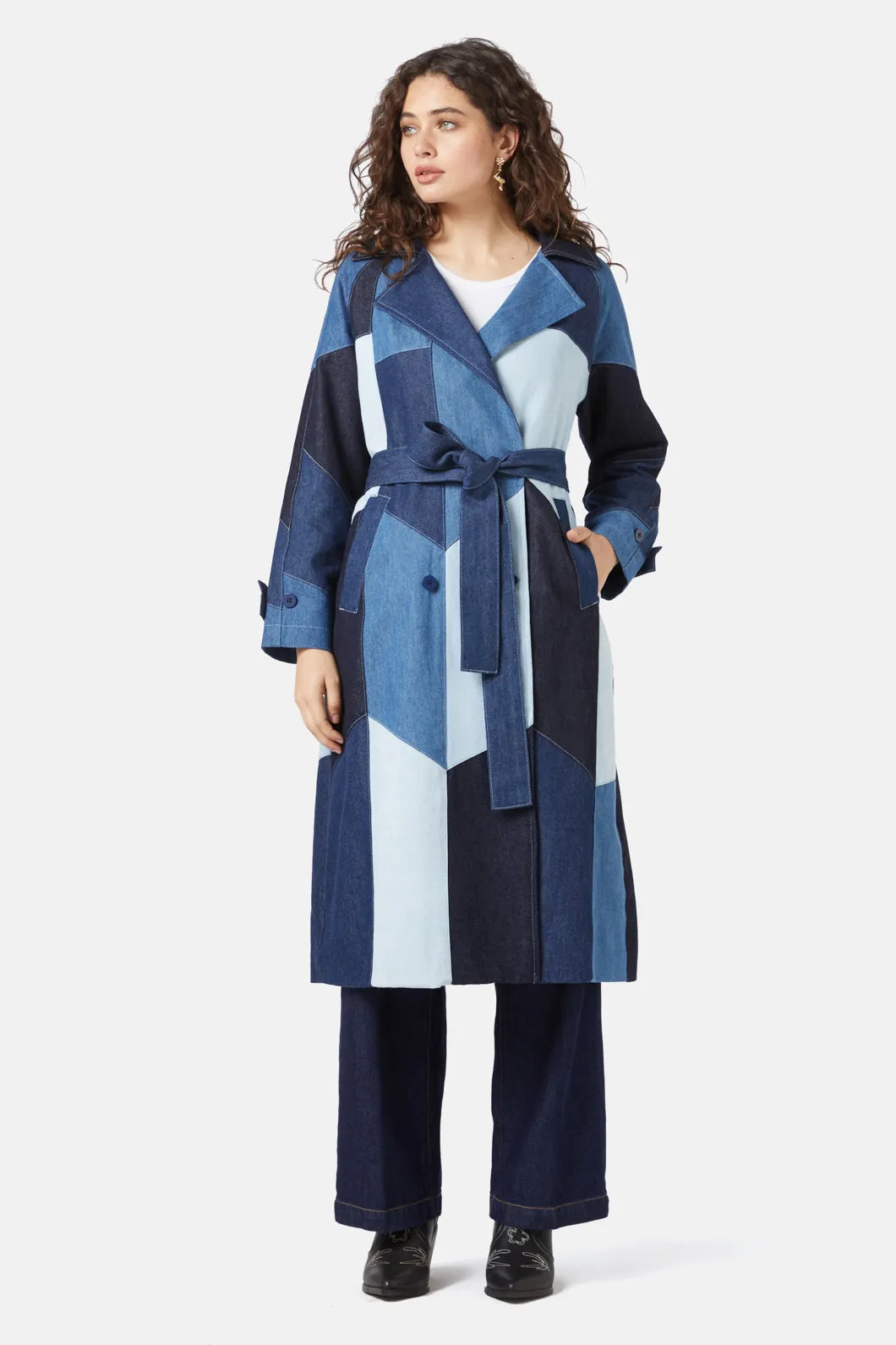 Dallas Spliced Denim Trench