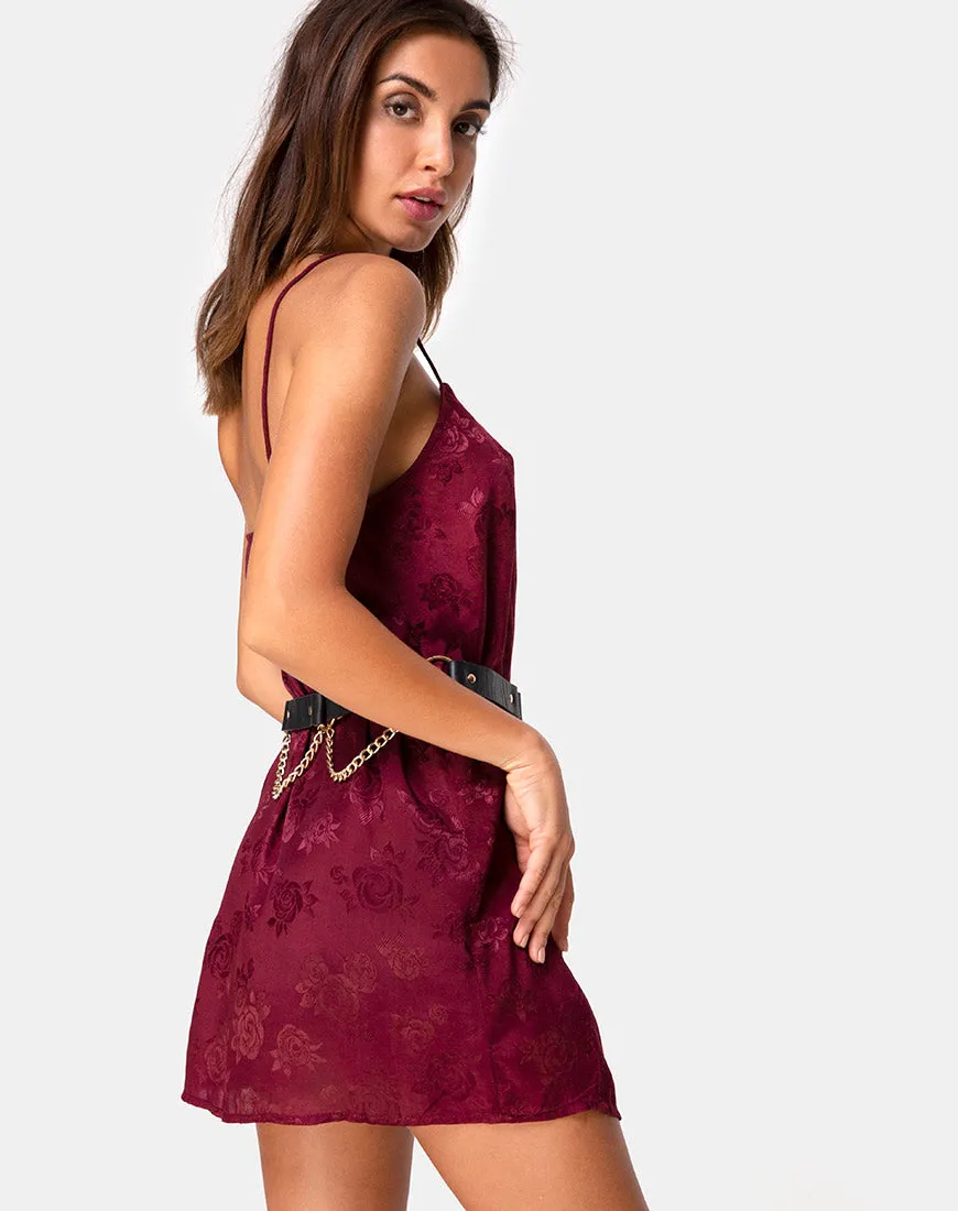 Datista Slip Dress in Satin Rose Burgundy