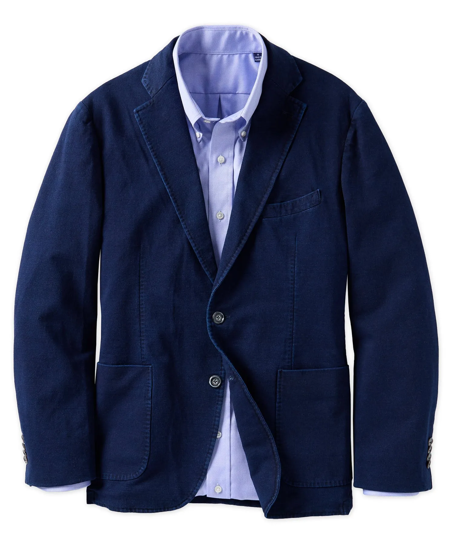 Denim Knit Blazer with Patch Pockets