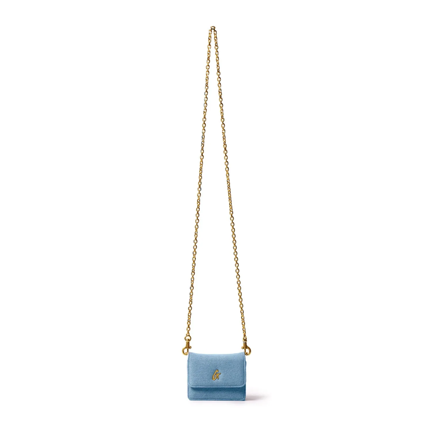 DENIM MINI WALLET ON CHAIN-GOLD