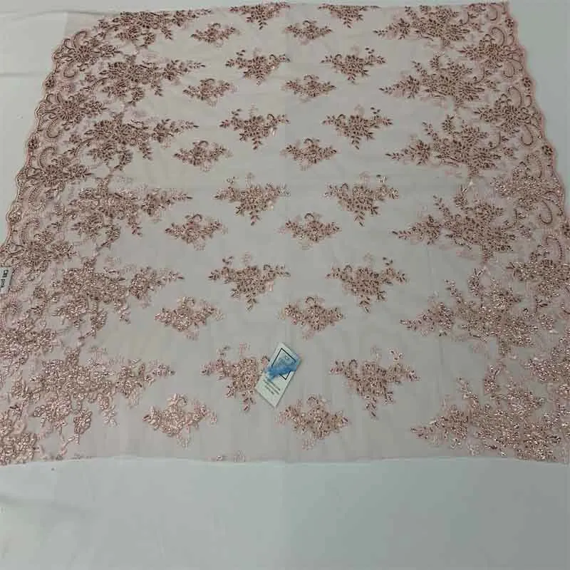 Embroidered Bridal Fabric Mesh Lace Floral Flowers Fabric Sold by the Yard