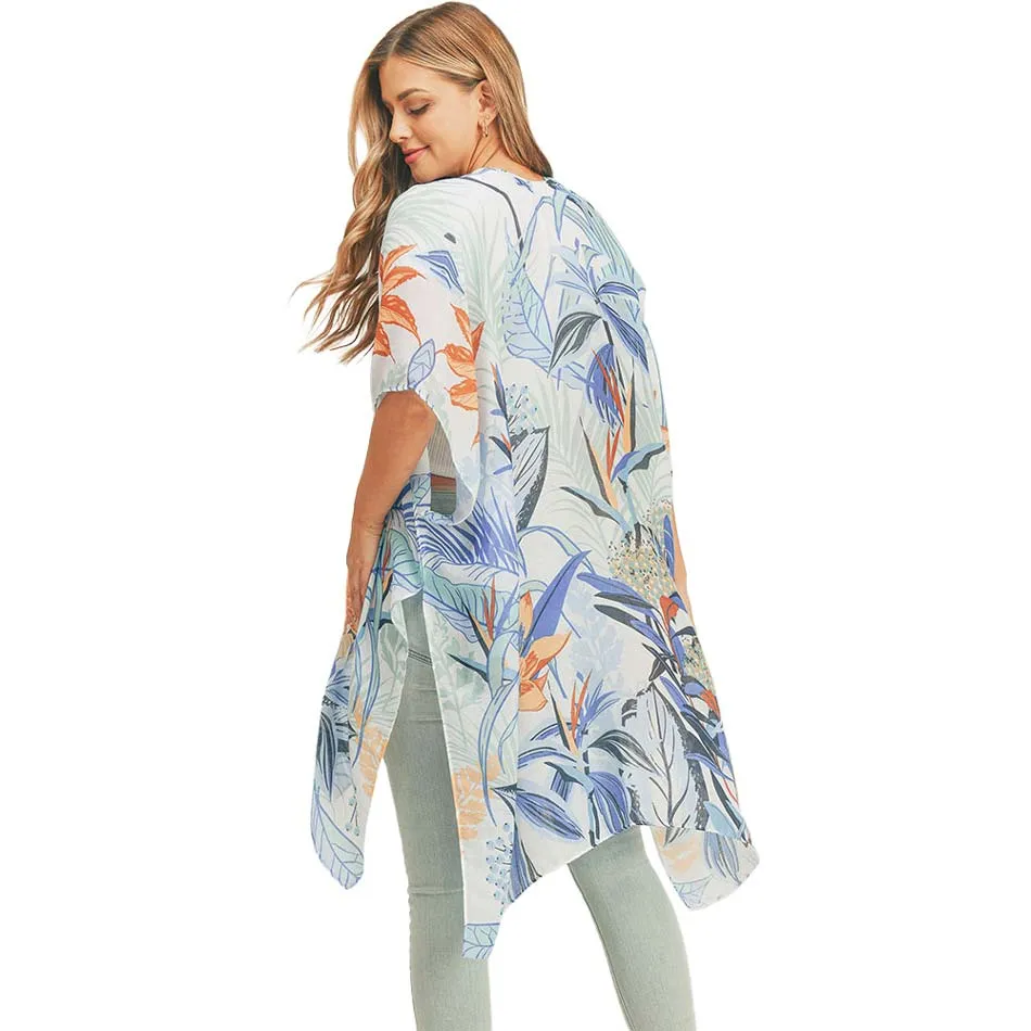 Flower Print Cover Up Kimono Poncho