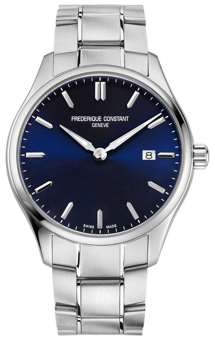 Frederique Constant Classics Stainless Steel Blue Dial Date Quartz Mens Watch FC-220NS5B6B