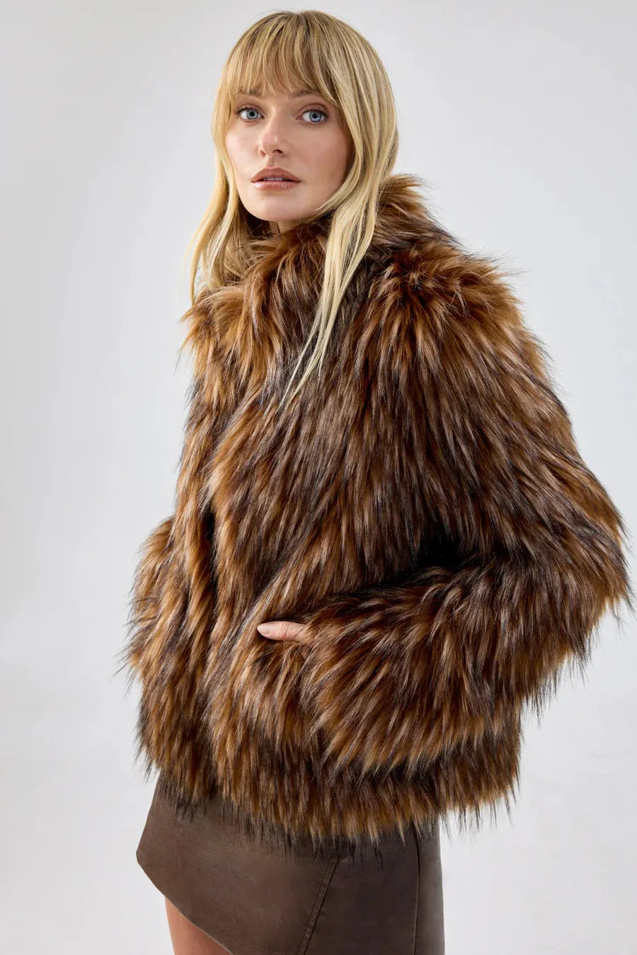 Fur Delish Jacket | Brown Raccoon