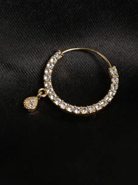 Gold-Plated American Diamond Studded Brass Traditional Nose Pin