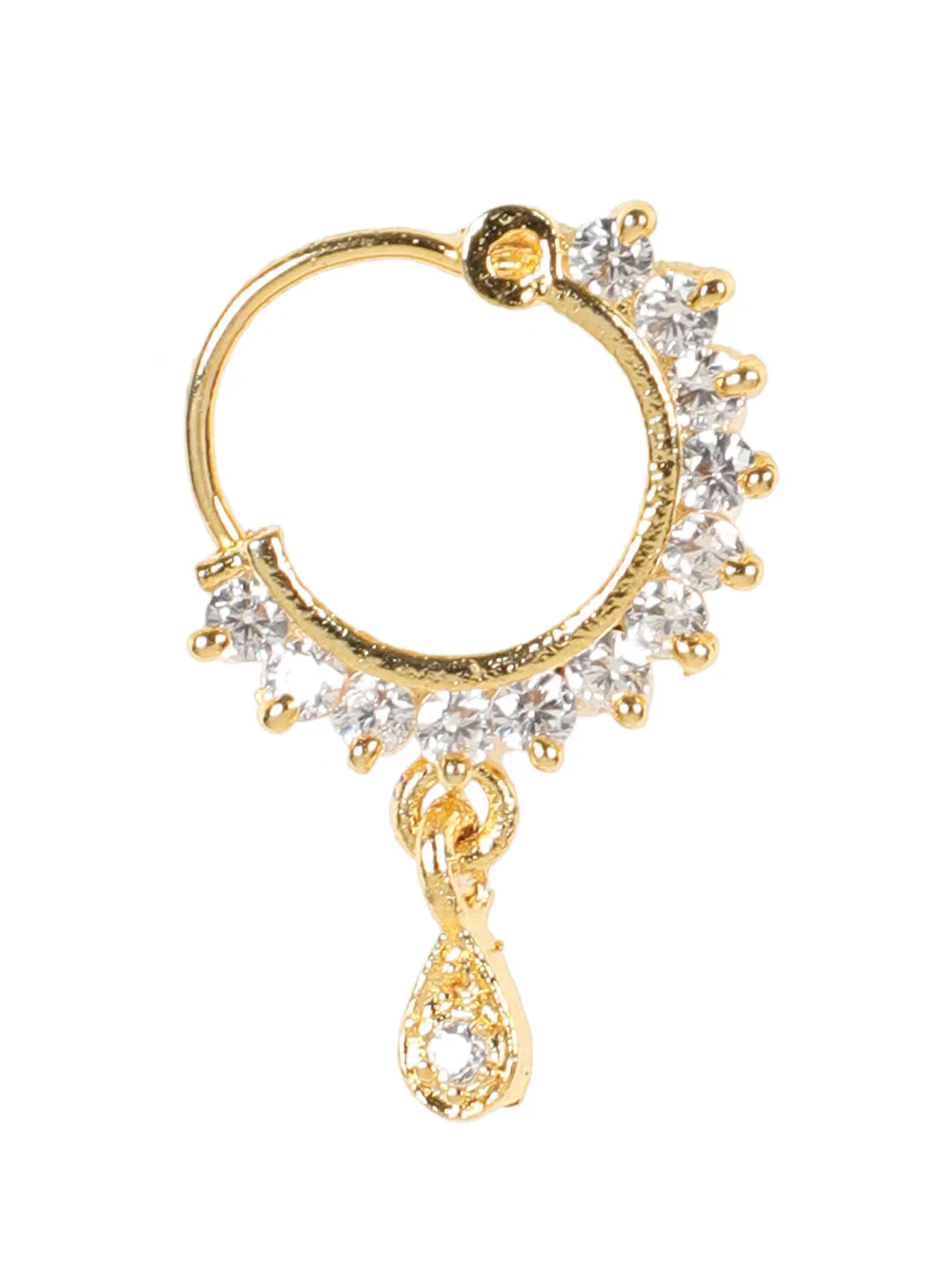 Gold-Plated American Diamond Studded Traditional Nose Pins