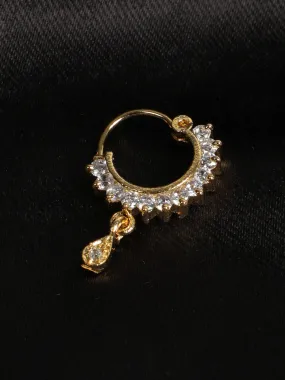 Gold-Plated American Diamond Studded Traditional Nose Pins