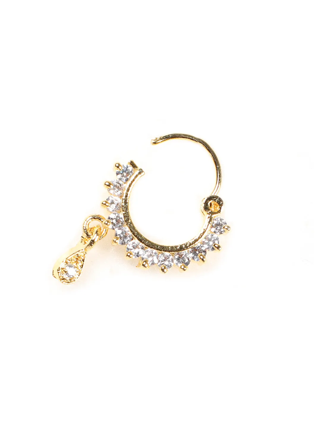 Gold-Plated American Diamond Studded Traditional Nose Pins