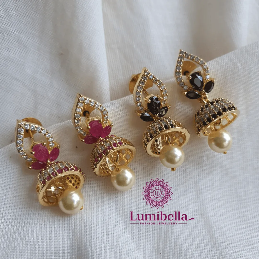 Gold Zircon Jhumki Designs