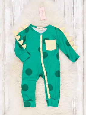 Green and Yellow Dot Dino Sleeper Pajamas