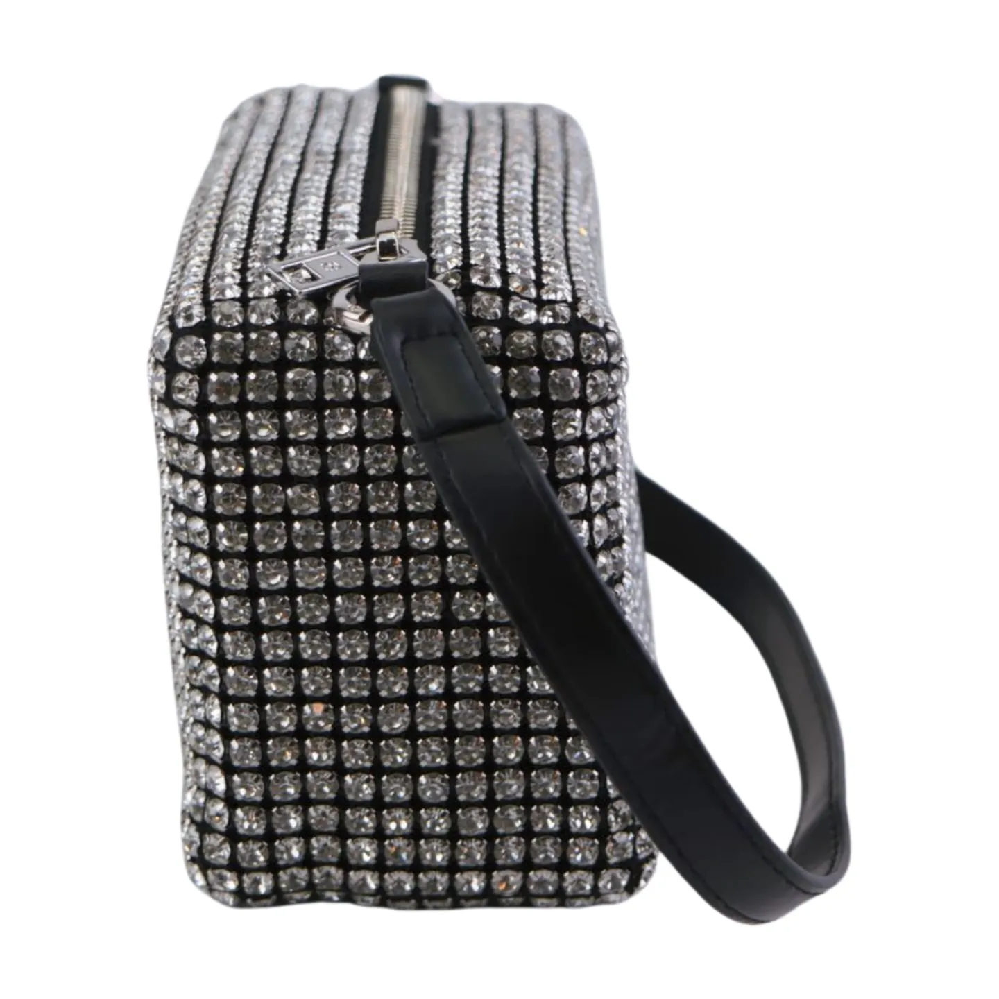 Heiress Pouch, Luxury Women's Diamond Rhinestone Mesh Pearl Handle Silver Stainless Steel Chain Purse