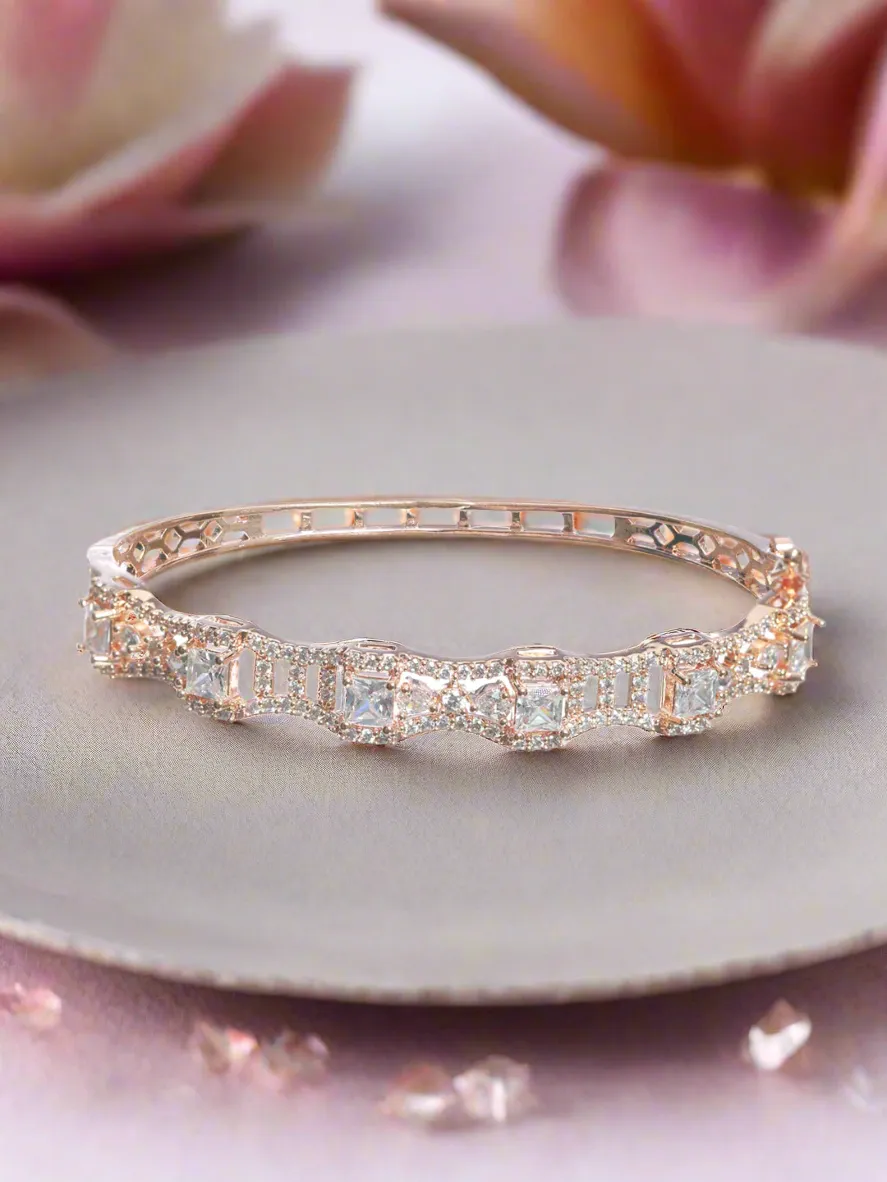 Jazz And Sizzle Rose Gold-Plated American Diamond Studded Bracelet