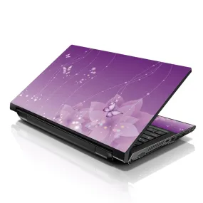 Laptop Notebook Skin Decal with 2 Matching Wrist Pads - Purple Butterfly