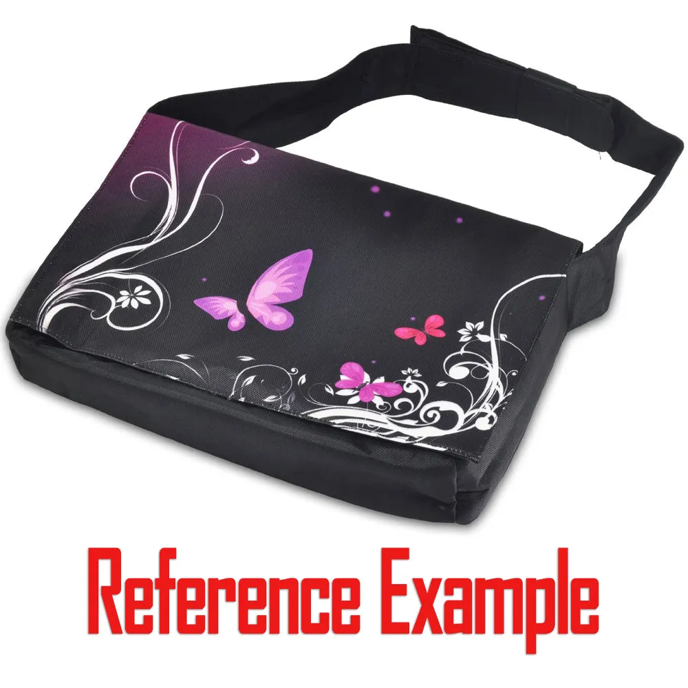 Laptop Padded Compartment Shoulder Messenger Bag Carrying Case & Matching Skin – Clock Butterfly Time