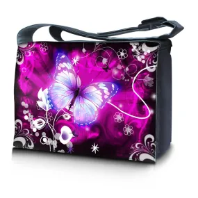 Laptop Padded Compartment Shoulder Messenger Bag Carrying Case – Butterfly Purple