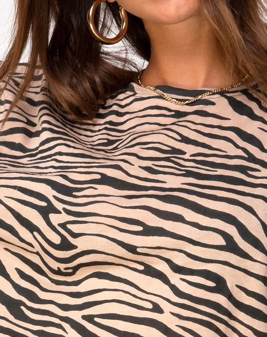 Lotsun Jumper Dress in 90's Zebra Taupe