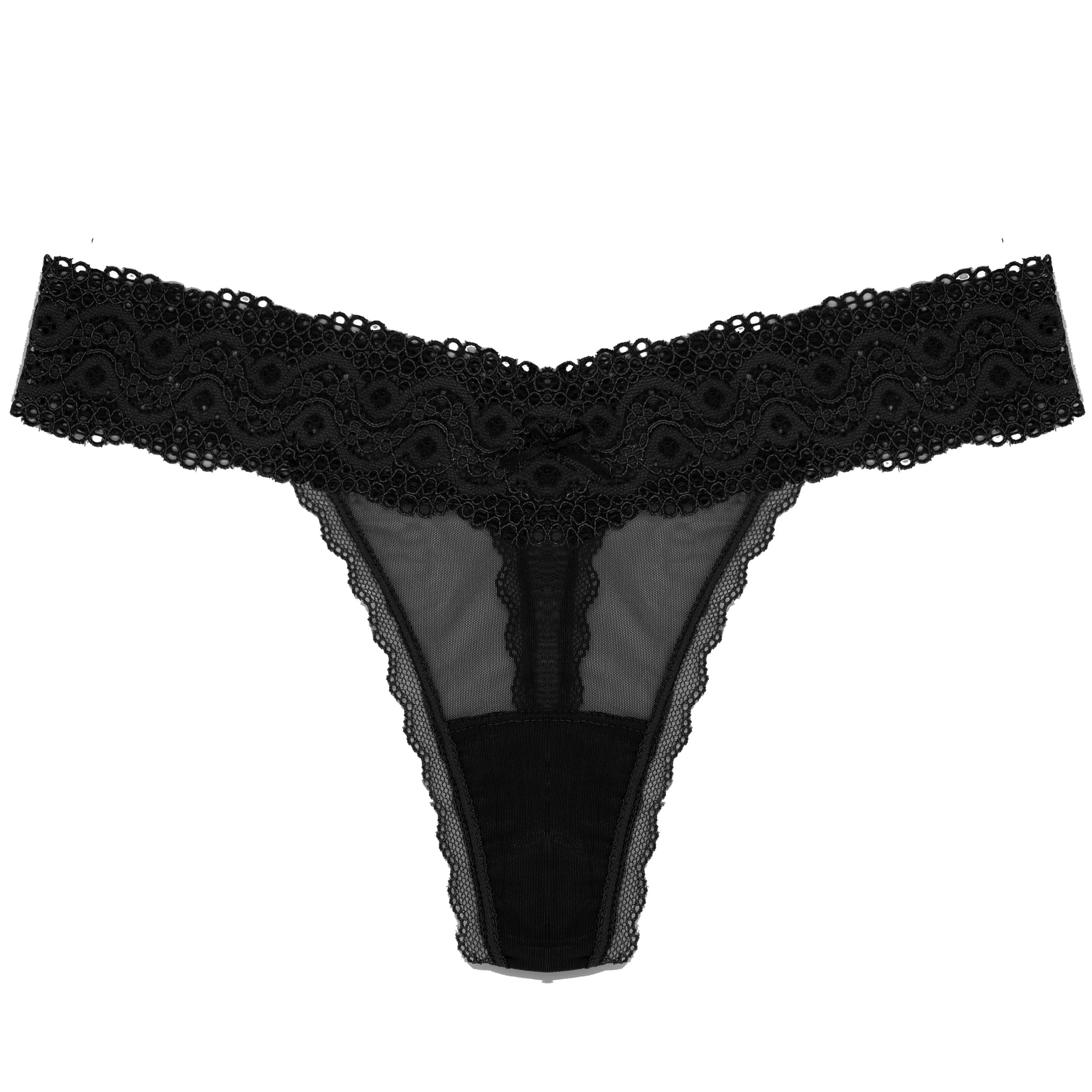 Luxe Lace Thong | Ebony