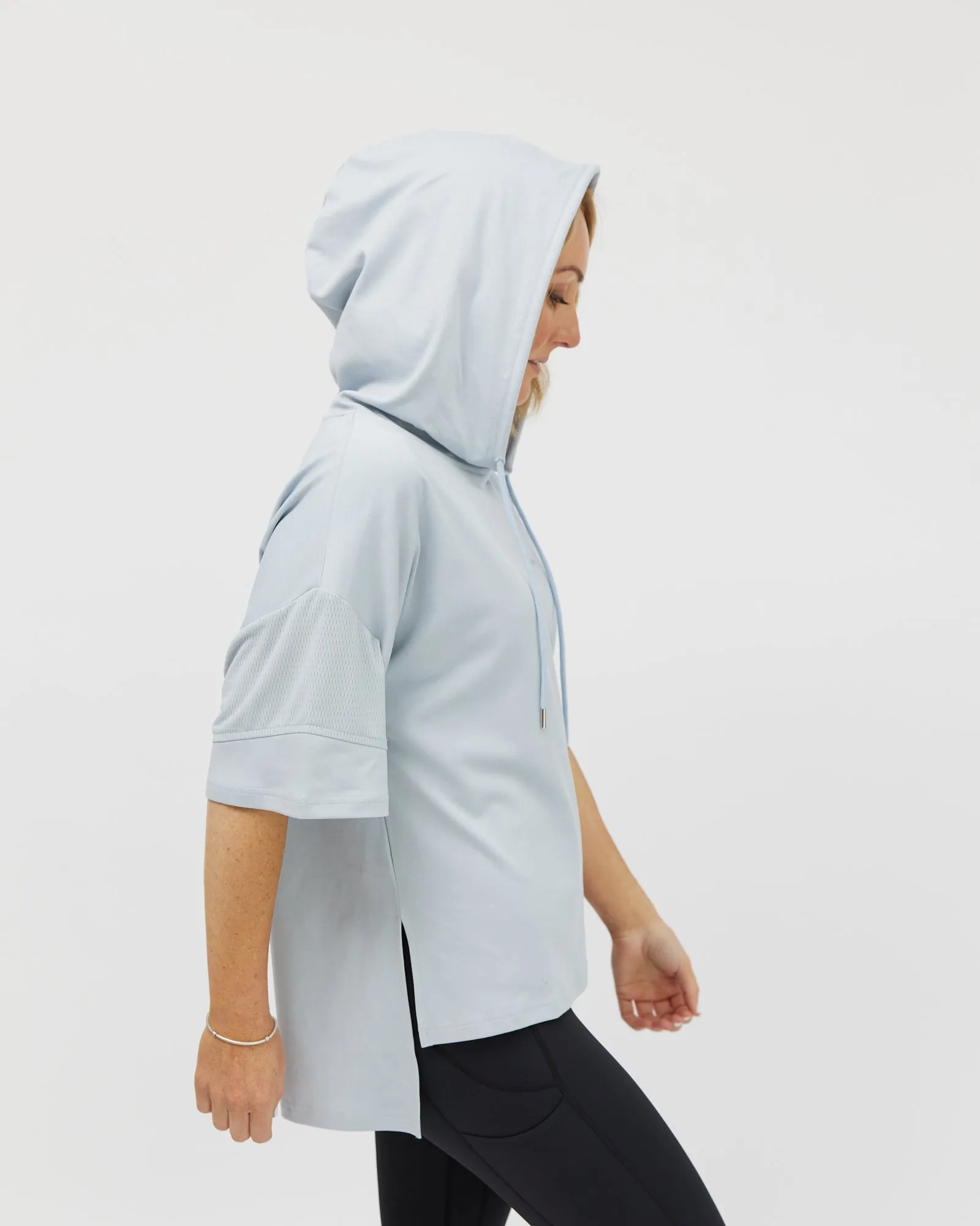 Mia Mesh Hoodie Tee - Light blue