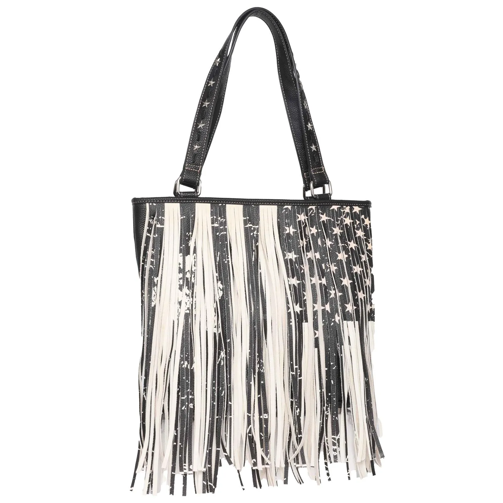 Montana West Fringe American Flag Canvas Tote Bag