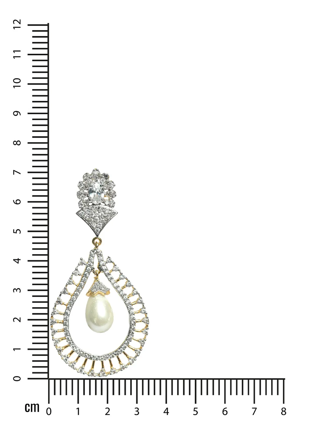 Pearl Drop & American Diamond Studded Pear Shaped Earrings