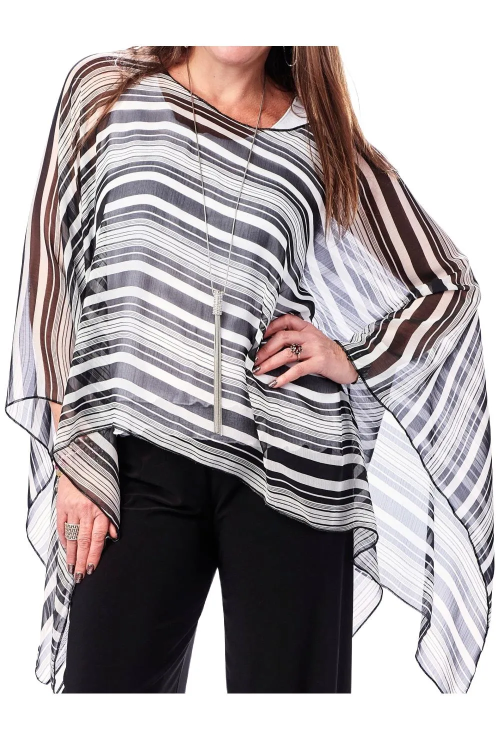 Rapz Sheer Poncho 4735 Black White