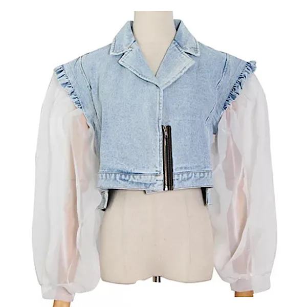 Revenge Denim Top (removable sleeve)