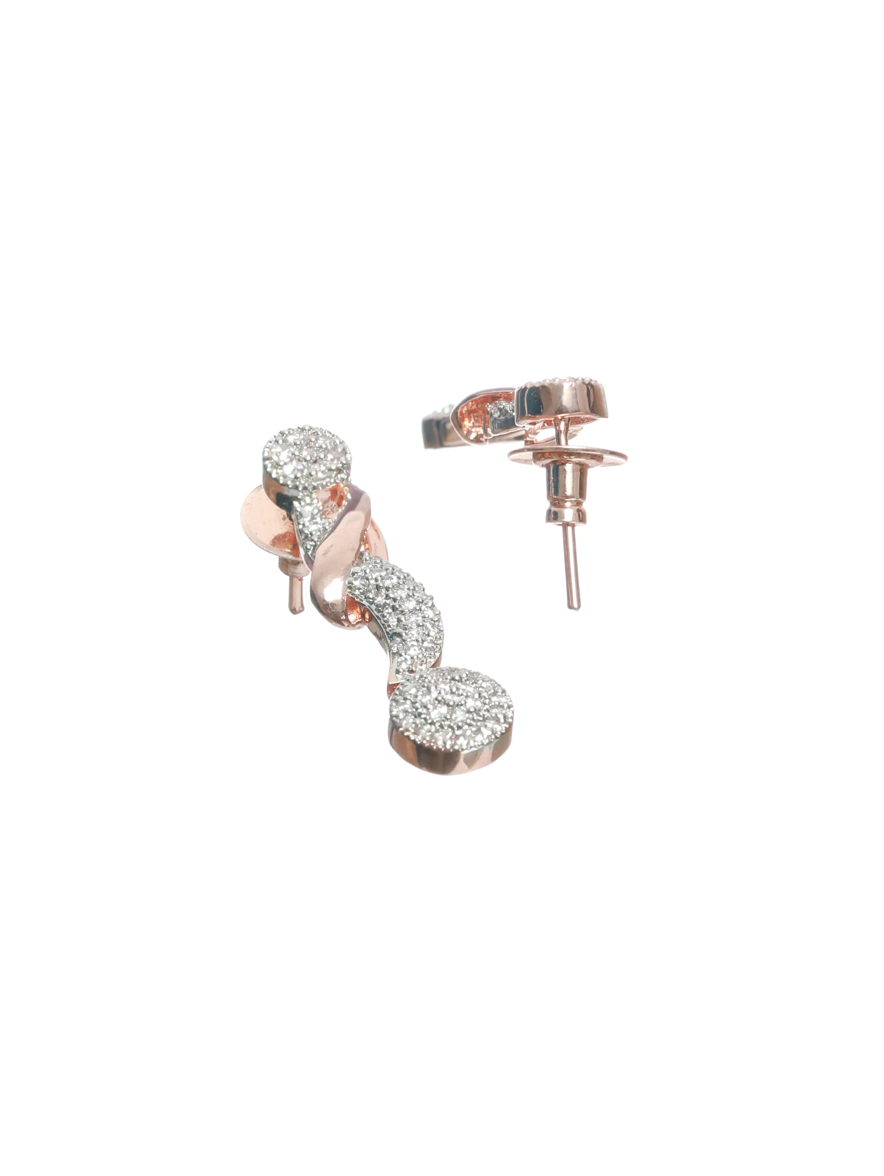 Rose Gold-Plated American Diamond & Cz Stone-Studded Jewellery Set