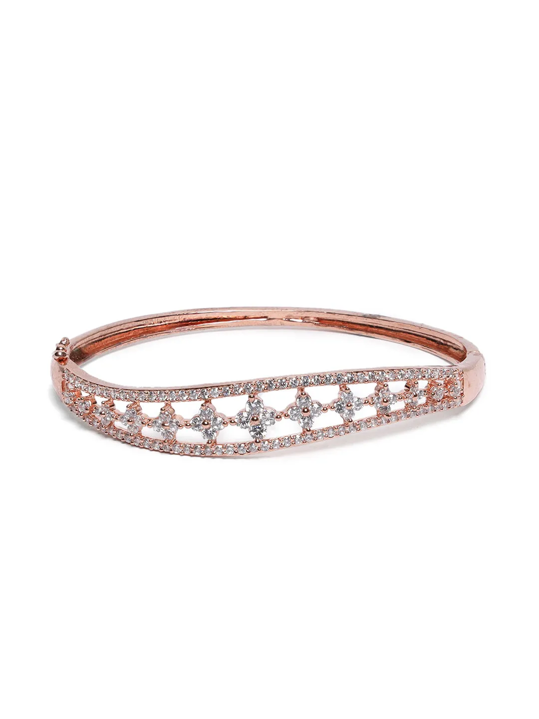 Rose Gold-Plated American Diamond Studded Bracelet