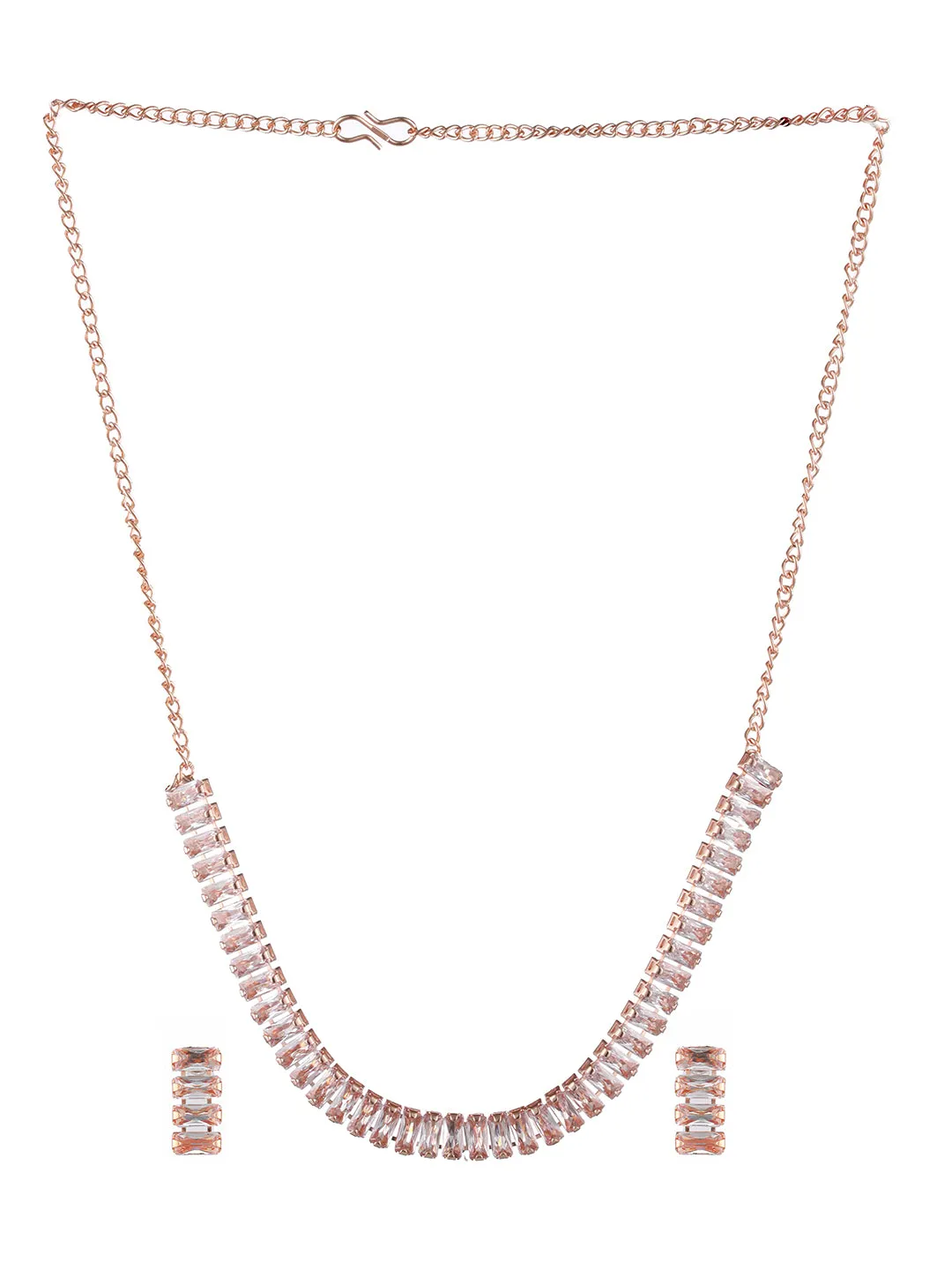 Rose-Gold Plated American Diamond Studded Handcrafted Jewellery Set