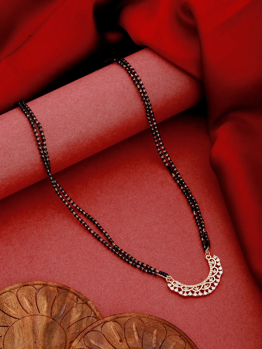 Rose Gold Plated American Diamond Studded Mangalsutra