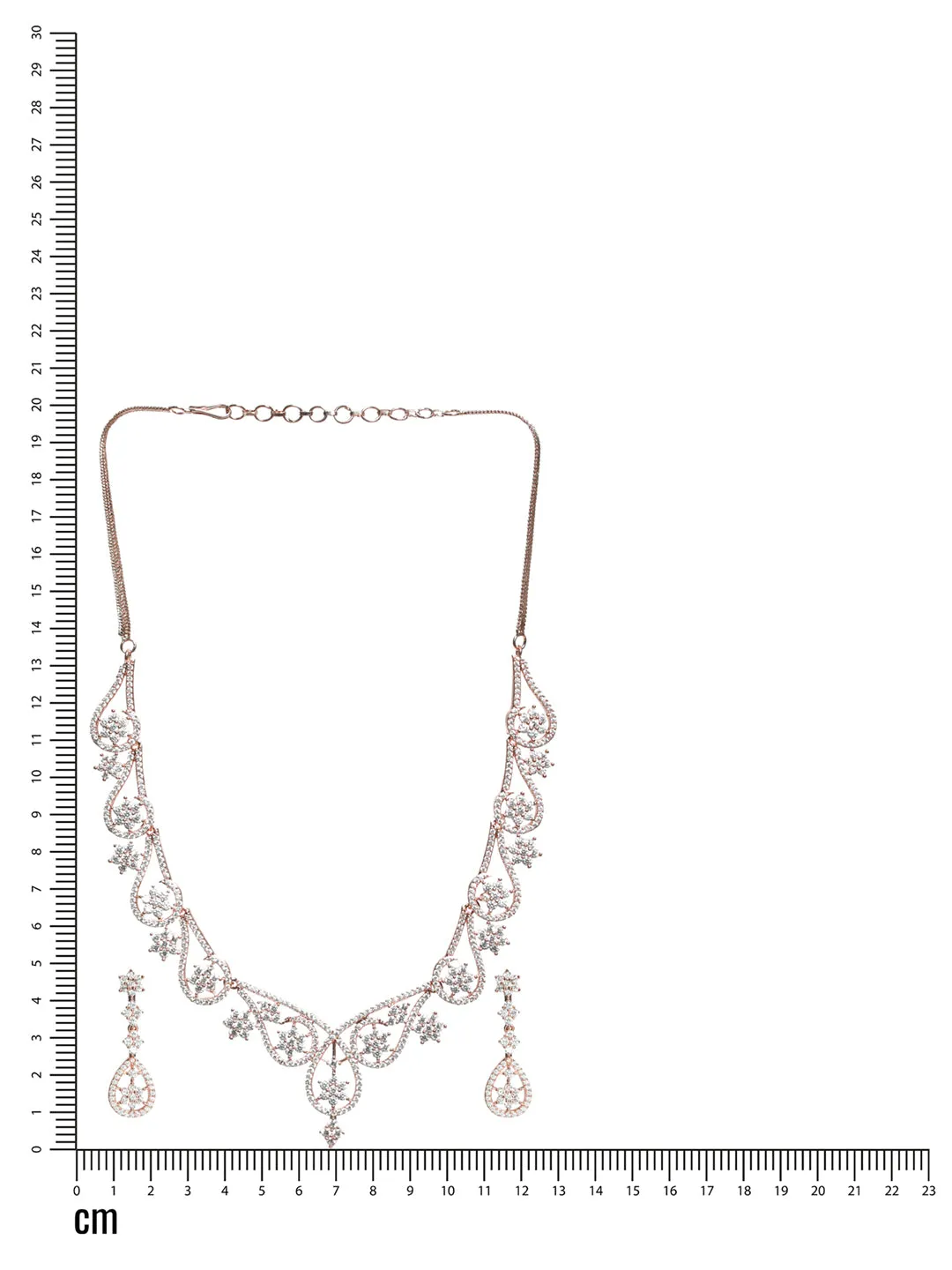 Rose Gold-Plated White American Diamond & Cz Studded Handcrafted Jewellery Set