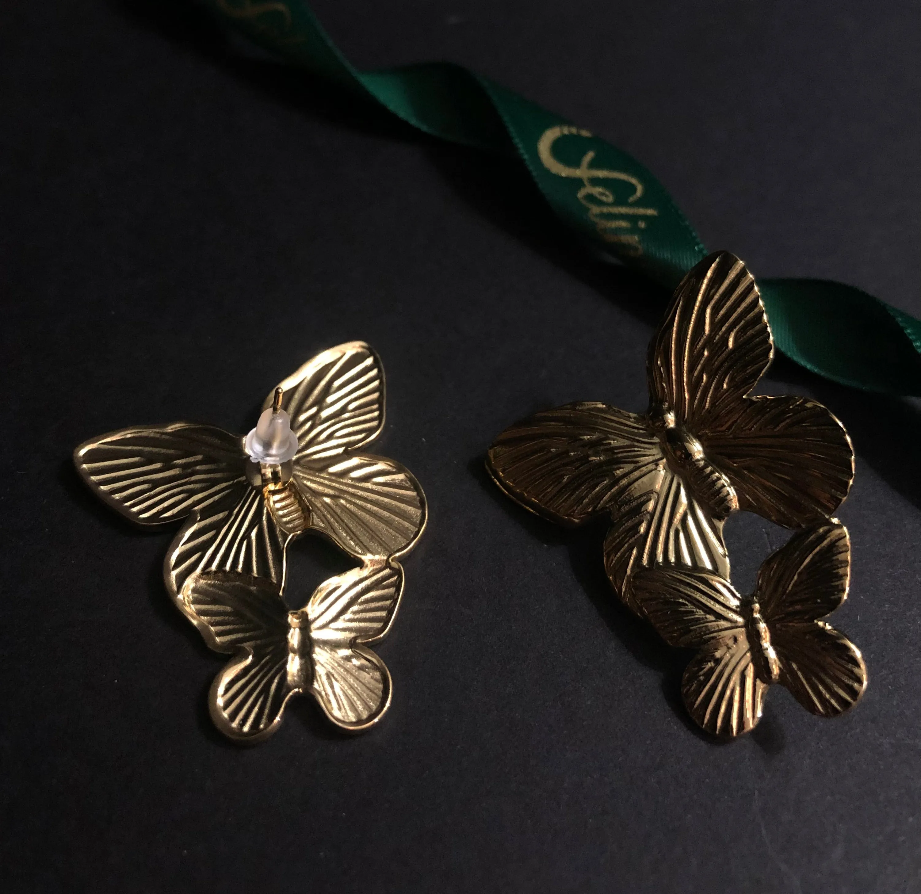 Sarella Gold Dipped Butterfly Earrings