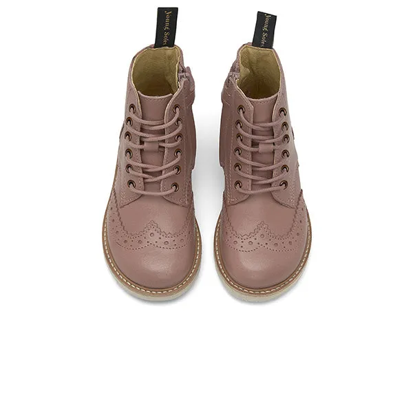 Sidney Brogue Kids Boot Rose Leather