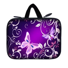 Tablet Sleeve Carrying Case w/ Hidden Handle – Purple Butterfly Floral